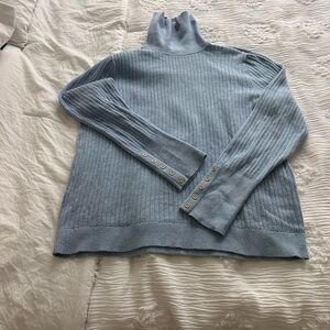 Talbots cotton poly blend light blue cable sweater